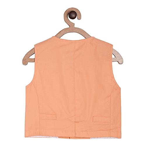 Image of miniklub Baby Front Open Sleeveless Woven Cotton Waist Coat (Orange Color)