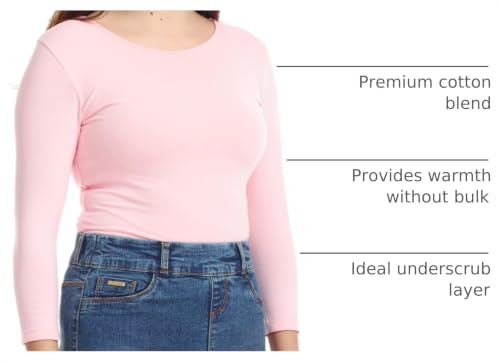 Image of ESTEEZ Women's 3 /4 Sleeve Wide Neck Layering T-Shirt - Modest Cotton Stretch Fitted Base Layer Top