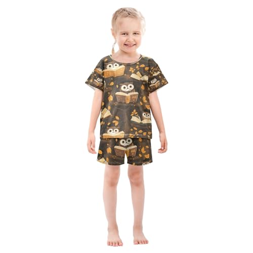 senya Owl Reading on Branches Summer Pajamas Set Short Cotton Sleepwear 2 Piece3
