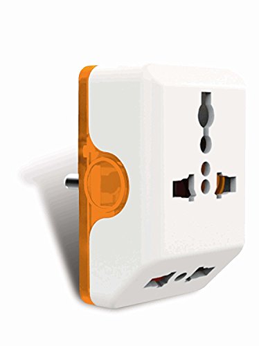 GM 3051 Plastic Mini Travel Adaptors and 2 Pin Multi Plug (White and Red)