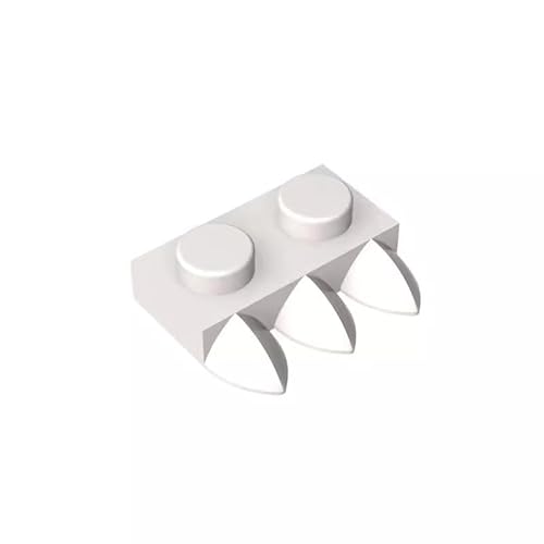 BrickBuddy Gobricks GDS-871 Plate Special 1 x 2 with Three Teeth (Tri-Tooth) 50PCS Compatible with Lego Toy 15208 6094141 6046907 Components for Major Brick Brands Color:White 1
