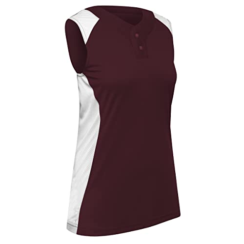 Infinite 2-Button Sleeveless Softball Jersey, Women's 2X-Large, Maroon