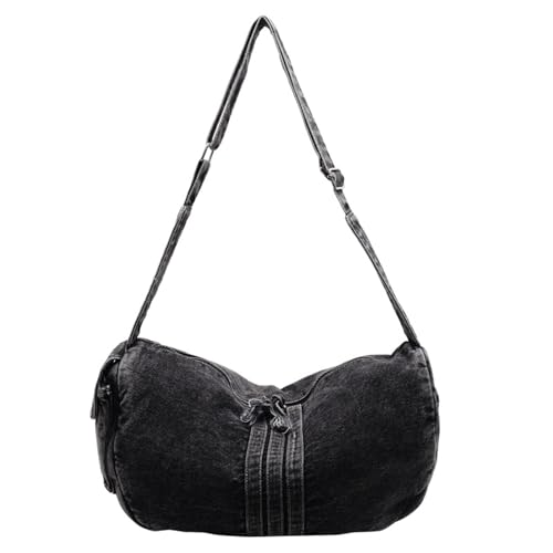 BUBEFSKD Mujer Retro Large Jean Bandolera Moda Casual Crossbody Bolsa de Compras Bolsas para Varias Ocasiones Casual Crossbody, Negro