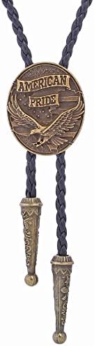EQCETPF Bolo Tie - Bolo Tie for Men American Eagle Oval Pendant Necktie Western Cowboy Rodeo Dance Vintage Shirt Chain, for Party Suits Anniversary Jacket Prom,Bronze,One Size