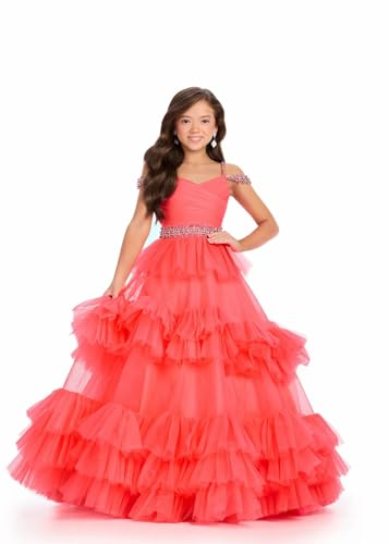 ZHengquan Girls' Off Shoulder Pageant Party Ball Gowns A Line Ruffles Princess Prom Dress Beaded Tulle Flower Girl Dresses4