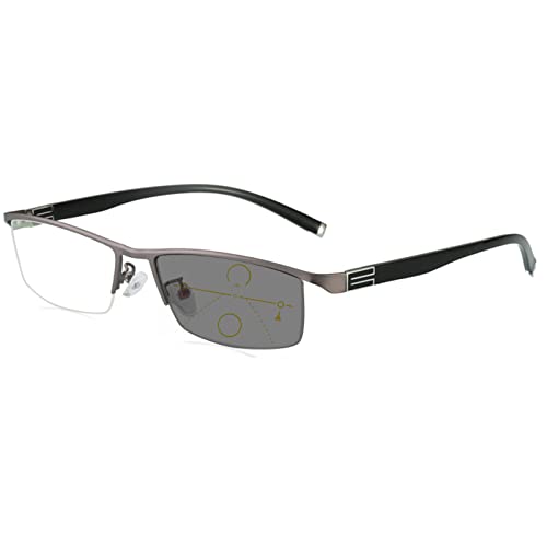 mincl/Sun Photochromic Reading Men adjustable vision With Multifocal Progressive glasses lentes (gray, SPH 0 ADD+250)