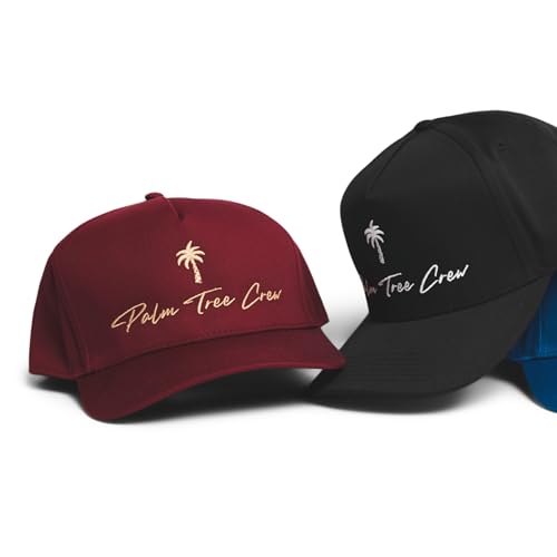 Image of Palm Tree Crew Men's Adjustable Snapback Embroidered Logo Crew Hat