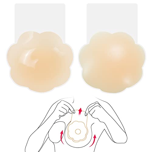 Nipple Covers For Women Reusable - 6.0Inch Breast Lift Nipple Pasties For C-Ddd Cup Plus Size Push Up Sticky Bra For Large Breast Silicone Adhesive Strapless Bras Invisible Lifting Boob Cover #TOP4
