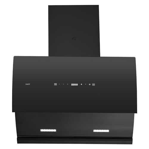 Image of KAFF LYRA DHC 75 Filter-less Auto Clean Slant Kitchen Chimney 75 CM with 1250 m3 /hr Suction Capacity, Touch with Motion Sensor Control, Motorized Vent Opening System and Digital Display (Black)