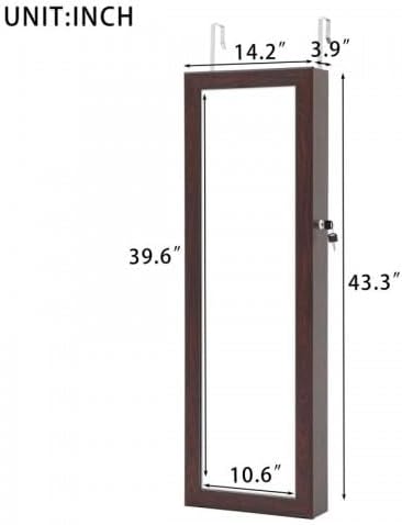 Miniatura 7 de Jewelry Armoire Mirror Cabinet WallDoor Hanging Mounted Door,Lockable Makeup Mirror Organizers and Storage With LED Light,Full-length Mirror with