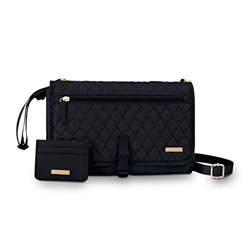 Image of AMILLIARDI Stylish Diaper Changing Pad Portable with Credit Card Holder, Changing Mat, Removable Pad for Baby, Infant, Newborn, Travel, Hook-on Shoulder Strap, 3 Zipped Pockets. (Black)