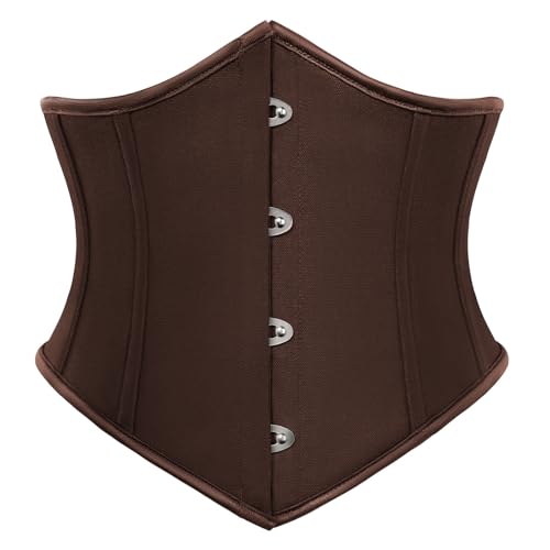 Scarlet Darkness Women Corset Belt Wide Waist Lace Up Pirate Accessories Belt Dark Brown Size 6