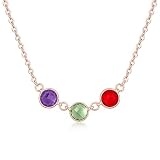 Personlise Create Your Own Family Birthstone Necklace in Silver, Rose gold and Gold Colour Gift for Mother, Girl Friend, Wife with Gift Box (Rose gold)