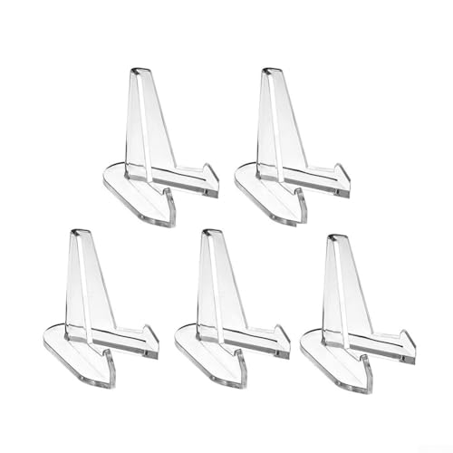 Acrylic Commemorative Coin Display Stand, 5PCS Transparent Triangle Easel for Coins, Medals, Business Cards, Photos, Small Plates, Shells, Home, Museum, Exhibition B