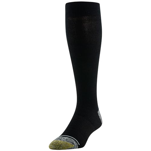 GOLDTOE Men’s Mild Compression Over the Calf Comfort Socks, 2-Pairs, Black, Shoe size: 6-12.5 by GOLDTOE - Image 2