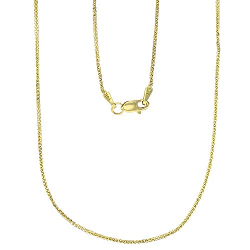 14K Yellow Gold 0.83mm Diamond Cut Round Spiga Chain with Lobster Claw Clasp | 18