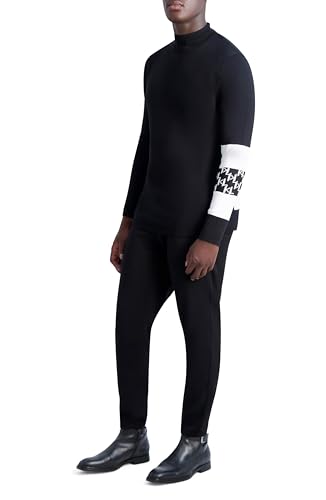 KARL LAGERFELD Mens Contrast Stripe and Logo on Sleeve Turtleneck Sweater
