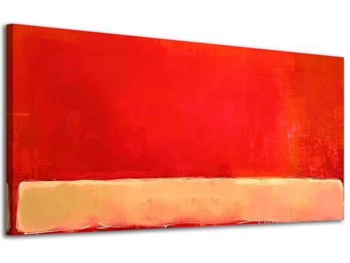 Minimalist Wall Art Rich Red & Soft Beige 60"x30", Sleek