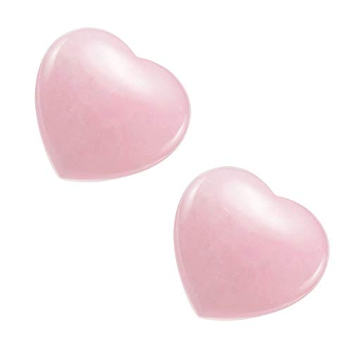 PESOENTH 2pc Rose Quartz Heart Stones...