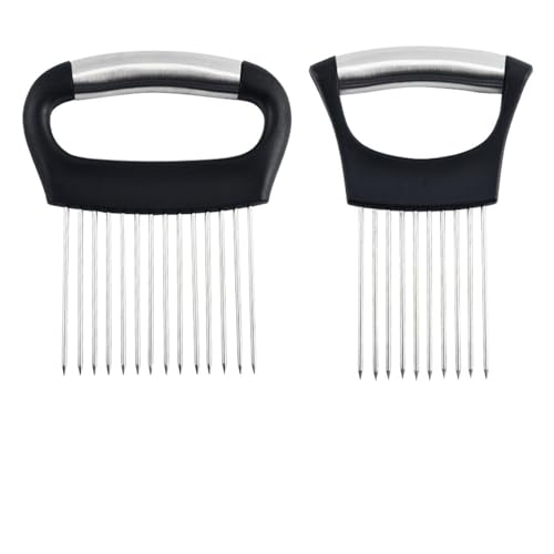 2 PCS Onion Holder for Slicing, Onion Slicer Set with Round and Hand-Shaped Handles, Vegetable Chopper and Kitchen Gadget for Efficient Meal Preparation, for Vegetable, Fruit, Potato