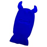 1-Hole Ski Mask with Horn Knitted Balaclava for Halloween Full Face Cover Face Mask Winter Thermal Hat for Skiing Cycling Blue