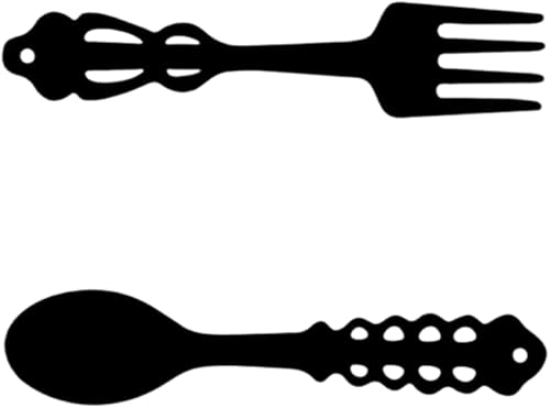 CURTEK 2 piezas de decoración de pared, tenedor y cuchara, letrero colgante de metal, tenedor y cuchara, decoración artística para colgar en la