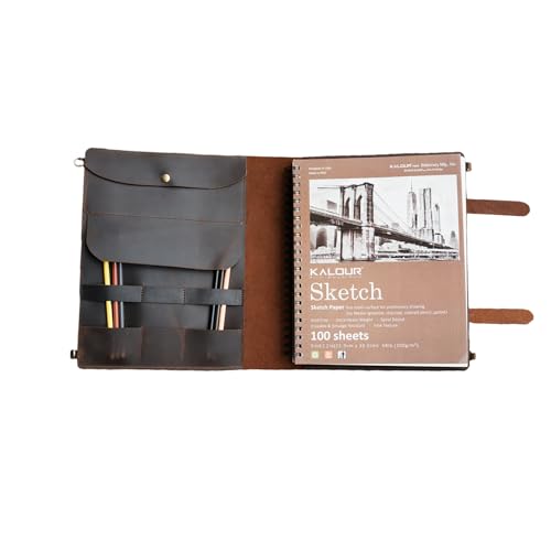 Couverture de carnet de croquis en cuir grand format, cadeau d'artiste