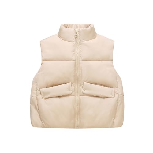 Boys Girls Vest Solid Down Winter Warm Sleeveless Outerwear Kids Puffer Vest Girls Hooded Sleeveless Jacket Padde