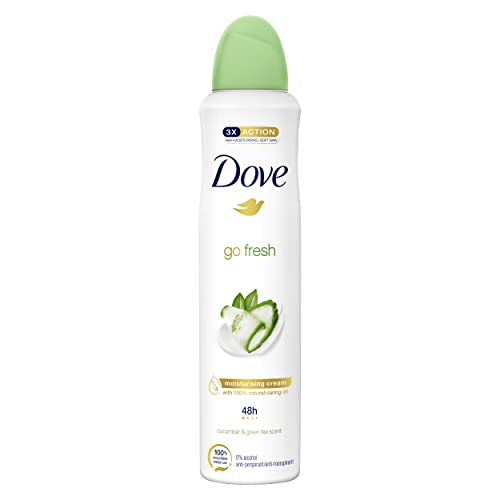 Image of Dove Go Fresh Cucumber & Green Tea with ¼ moisturising cream Anti-perspirant Deodorant aerosol with a long-lasting, fresh fragrance 250 ml
