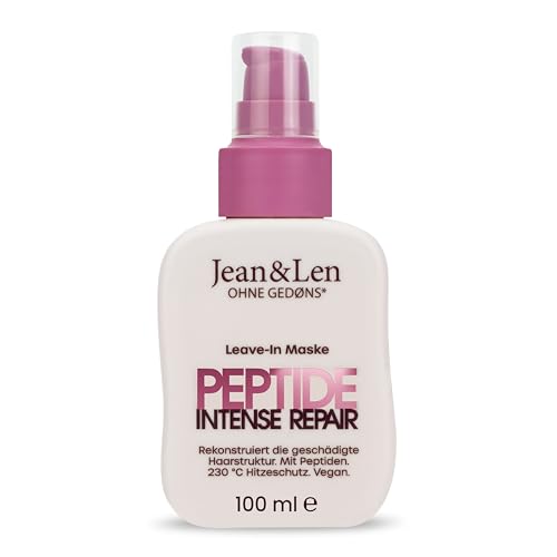 Jean & Len Leave-In Haarmaske Peptide Bond Repair, für strapaziertes & geschädigtes Haar, rekonstruiert & repariert Haarschäden, glättet Haarstruktur, Hitzeschutz bis 230 °C, Haarpflege vegan, 100 ml