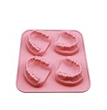 4 Hole Denture Teeth Shaped Ice Cube Mold Silicone Ice Tray DIY Ice Cream Funny Gag Gift For Dentist Seniors Ice Tray Molds