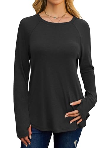 Womens Long Sleeve Tops Crew Neck T Shirts for Women Tunic Tops with Thumb Holes Fall Outfits for Women 20254