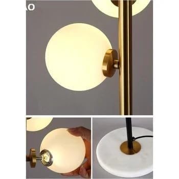 Image of Modern Black and Gold Floor Lamp, Tall Slim Design with 6 Globe Lights, 3-Color LED (Natural White, Warm White, Cool White), Stylish Standing Lamp for Living Room, Bedroom, Office