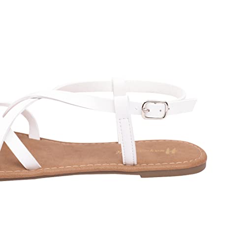 Image of Huayuanwell Women's Gladiator Flat Sandals Fisherman Strappy Sandals Ankle Strap Sandals