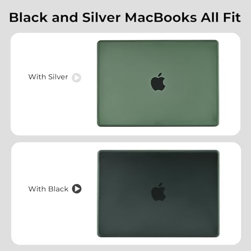 Image of BlueSwan Anti-Cracking Hard Shell Case for MacBook Pro 14-inch M5 2026-2021 | 100% Match Official Color,Anti-Fingerprint Soft TPU Bumper,Release M4 M3 M2 M1 Pro /Max Chip,Frosted Midnight Green