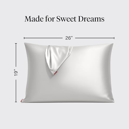 Image of Kitsch Satin Pillowcase with Zipper for Hair & Skin - Softer Than Silk Pillow Cases, Smooth Cooling Satin Pillow Case, Wrinkle-Free, Machine Washable - Pillow Cases Standard Size (19x26) - Silver