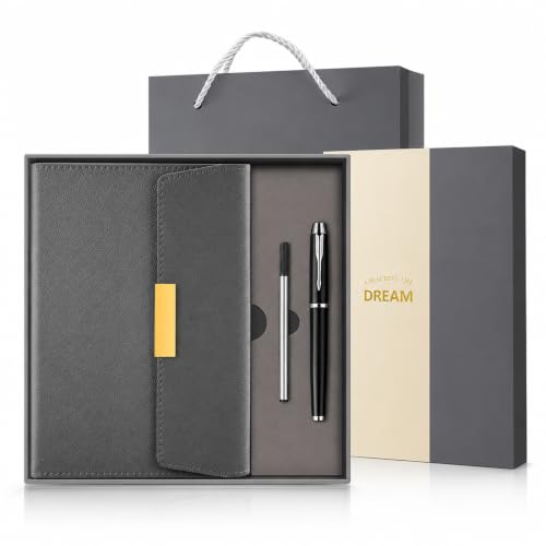 Image of CAVALO - Be Unique Diary Gift Set with Pen | Premium Notebook with Pen & Extra Refill | 6 x 8 Inch, 240 Lined Pages, Undated | Ideal for Corporate Gifting, Office Use, Basic Use, Diwali & New Year Presents (Grey Line Diary Gift Set)