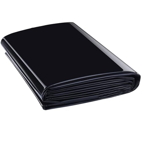 BOELLRUNO PVC Teichfolie 2M X 2M Schwarz HDPE Teichfolien Schwerlast, Dichtungsfolie Teichmembran Schwimmteich Folie Gartenteich Teichplane für Fischteiche Brunnen Wassergarten und Wasserfall (A)