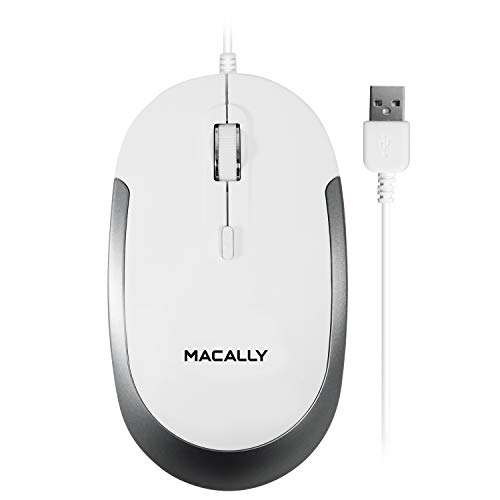 Macally Dynamouse-w Macally Dynamouse-w USB Souris Optique de Clic Silencieux avec 2 Boutons, Molette de défilement et Bouton de réglage DPI pour Mac et PC, Blanc Blanc et argenté ()