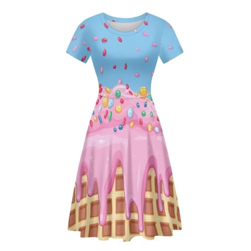 Image of POLERO Sunflower Dress for Women Floral Summer Dresses Short Sleeve Casual Sundresses Midi Dresses