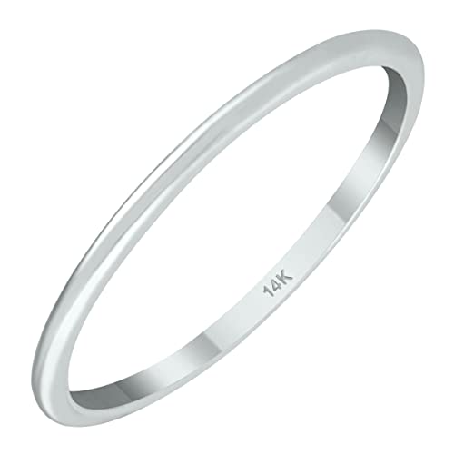 1Mm Thin Domed Wedding Band In 14K White Gold #TOP2