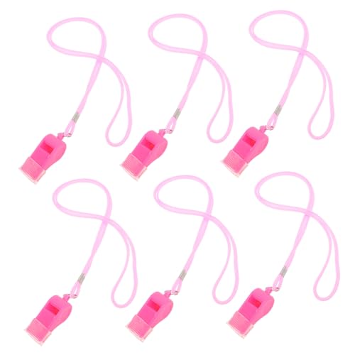 Silbatos deportivos rosas de plástico con cordón 6 piezas miniatura 1