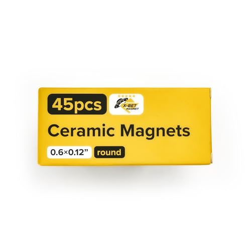 Image of Ultra-Strong Ceramic Round Magnets (0.6x0.12 inch /15x3mm, 45 pcs) - Heavy Duty Magnets, Non-Corrosive, High Thermal Resistance, Versatile For Home, Office, Workshop, Whiteboard, Fridge And Hobby Use