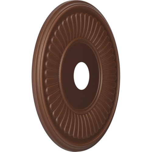 Image of Ekena Millwork CMP19BEDRU Berkshire Thermoformed PVC Ceiling Medallion (Fits Canopies up to 8 3 /8 inch), 19 inchOD x 3 1 /2 inchID x 1 inchP, Universal Aged Metallic Rust