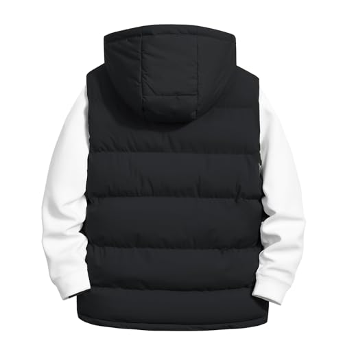 Men's Loose Fit Zipper Winter Tops Hooded Puffer Vest Coat2