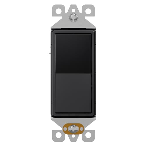 AIDA 1 Pack 3 Way Rocker Decora Light Switch, 15 Amp Self-grounding Electrical Light Switches, Residential Grade, UL Listed, Glossy Black