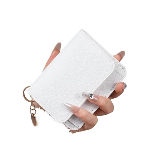 Solid Color Short Wallet, Portable Bifold Coin Purse, Women's Credit Card Holder(White)