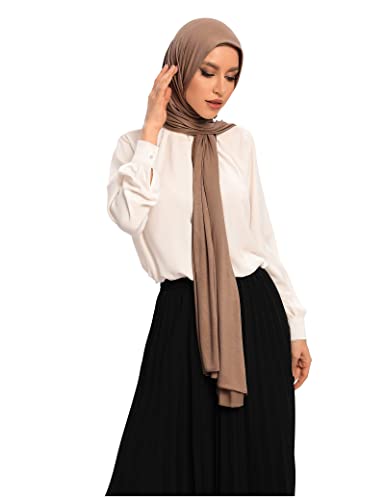 Hybeeh Hijab Scarfs for Women Premium Jersey Hijab Instant Hijab Cotton Hijab for Women Muslim (Khaki)