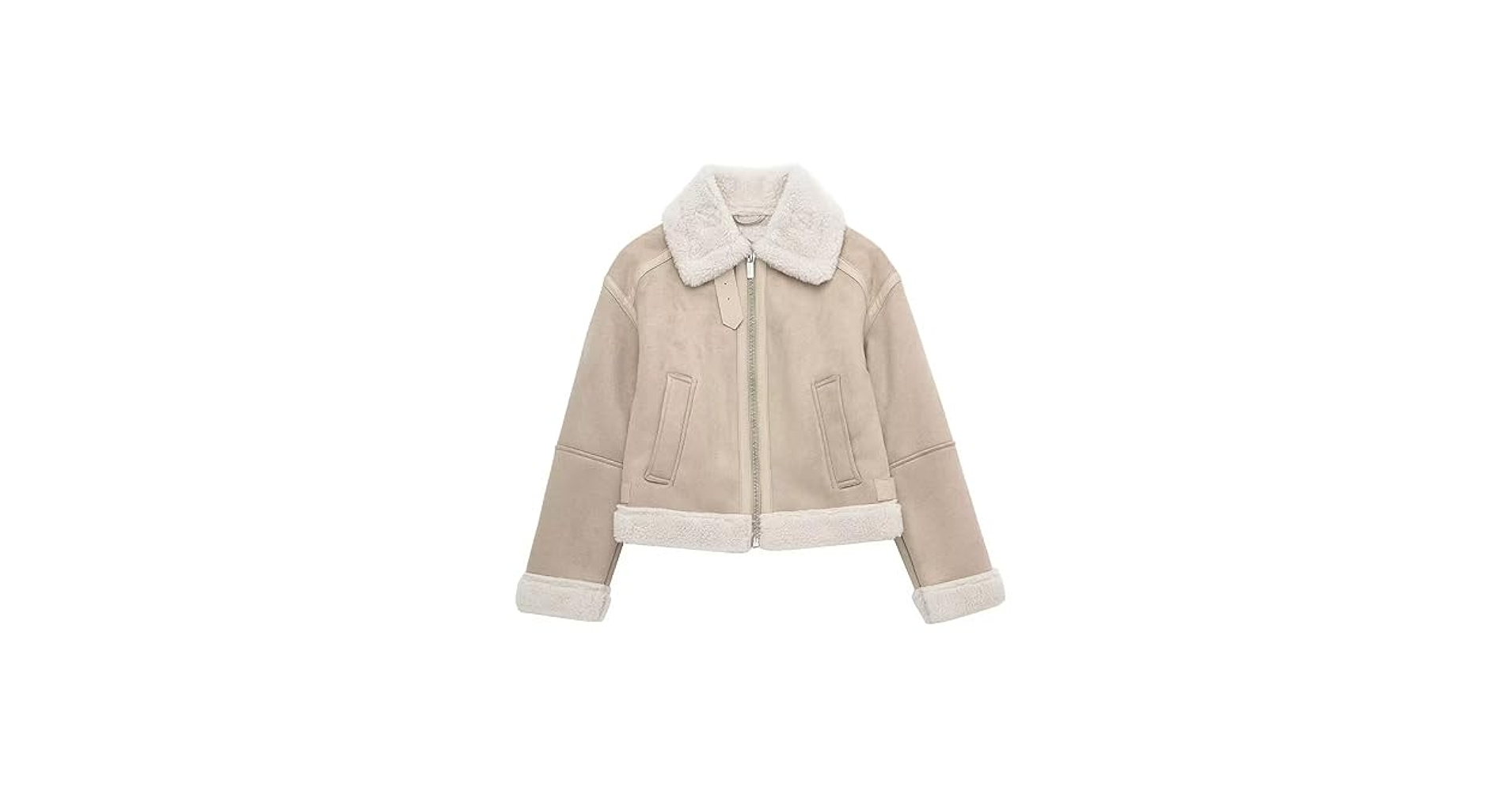 ムートン・ファーコート Left Suede crop mustang jacket beige Womens Winter Leather Jacket Thicken Fleece Lined Motorcycle
