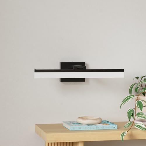 Image of SOLFART 18 Inch Adjustable LED Vanity Lights Bathroom Lights Over Mirror Black Vanity Light Bathroom Light Fixtures Over Mirror APP Control